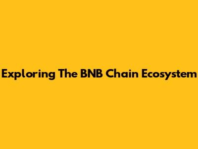 Exploring The BNB Chain Ecosystem