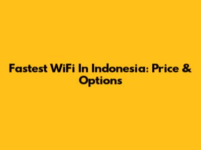 Fastest WiFi In Indonesia: Price & Options