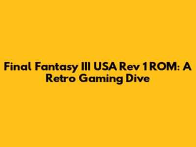 Final Fantasy III USA Rev 1 ROM: A Retro Gaming Dive