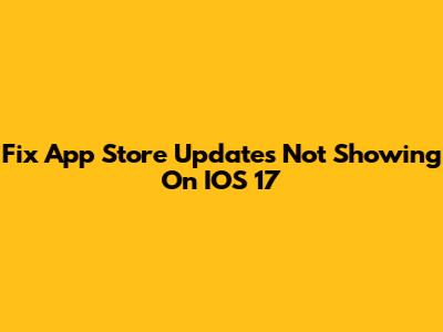 Fix App Store Updates Not Showing On IOS 17