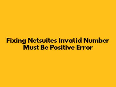 Fixing Netsuite's 'Invalid Number Must Be Positive' Error