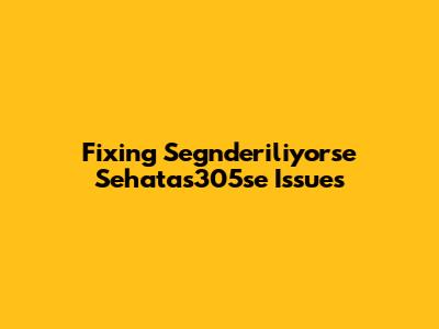 Fixing Segnderiliyorse Sehatas305se Issues