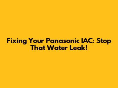 Fixing Your Panasonic IAC: Stop That Water Leak!