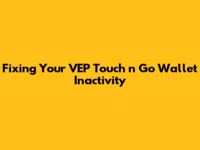 Fixing Your VEP Touch 'n Go Wallet Inactivity