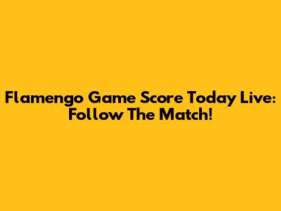 Flamengo Game Score Today Live: Follow The Match!