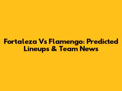 Fortaleza Vs Flamengo: Predicted Lineups & Team News
