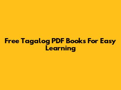 Free Tagalog PDF Books For Easy Learning