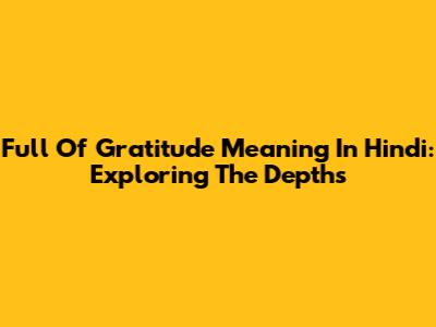 Full Of Gratitude Meaning In Hindi: Exploring The Depths