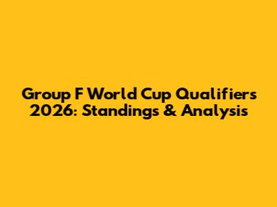 Group F World Cup Qualifiers 2026: Standings & Analysis
