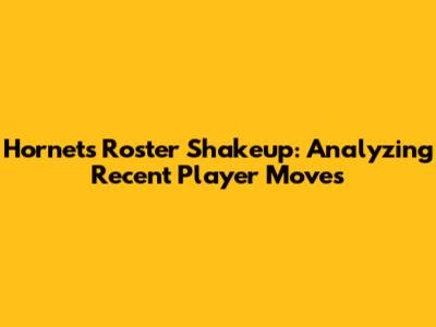 Hornets Roster Shakeup: Analyzing Recent Player Moves