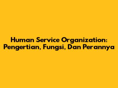 Human Service Organization: Pengertian, Fungsi, Dan Perannya