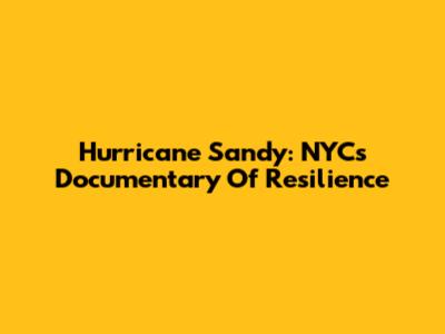 Hurricane Sandy: NYC's Documentary Of Resilience