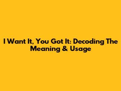 I Want It, You Got It: Decoding The Meaning & Usage