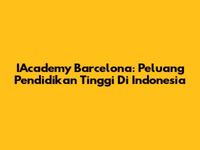 IAcademy Barcelona: Peluang Pendidikan Tinggi Di Indonesia