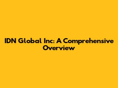 IDN Global Inc: A Comprehensive Overview
