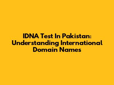 IDNA Test In Pakistan: Understanding International Domain Names