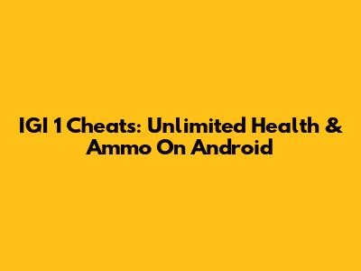 IGI 1 Cheats: Unlimited Health & Ammo On Android