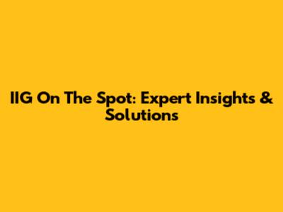 IIG On The Spot: Expert Insights & Solutions