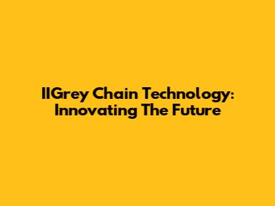 IIGrey Chain Technology: Innovating The Future