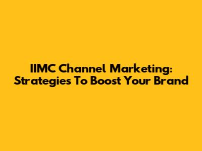 IIMC Channel Marketing: Strategies To Boost Your Brand