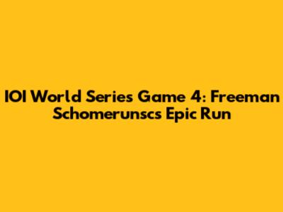 IOI World Series Game 4: Freeman Schomerunsc's Epic Run