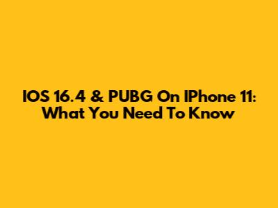 IOS 16.4 & PUBG On IPhone 11: What You Need To Know