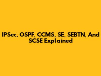 IPSec, OSPF, CCMS, SE, SEBTN, And SCSE Explained