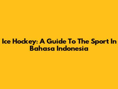 Ice Hockey: A Guide To The Sport In Bahasa Indonesia