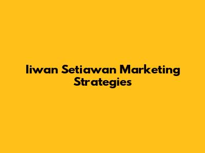 Iiwan Setiawan Marketing Strategies