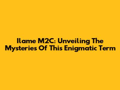 Ilame M2C: Unveiling The Mysteries Of This Enigmatic Term