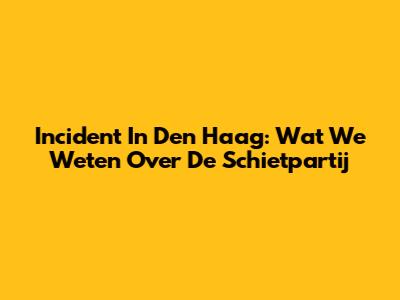 Incident In Den Haag: Wat We Weten Over De Schietpartij