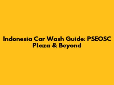 Indonesia Car Wash Guide: PSEOSC Plaza & Beyond