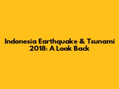 Indonesia Earthquake & Tsunami 2018: A Look Back