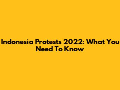 Indonesia Protests 2022: What You Need To Know