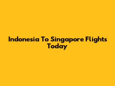 Indonesia To Singapore Flights Today