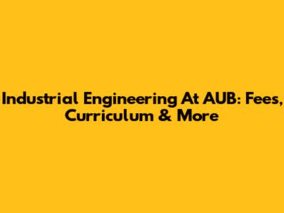 Industrial Engineering At AUB: Fees, Curriculum & More
