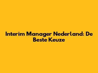 Interim Manager Nederland: De Beste Keuze