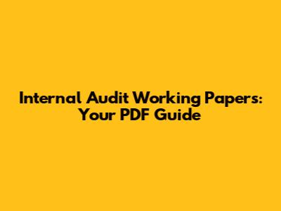 Internal Audit Working Papers: Your PDF Guide