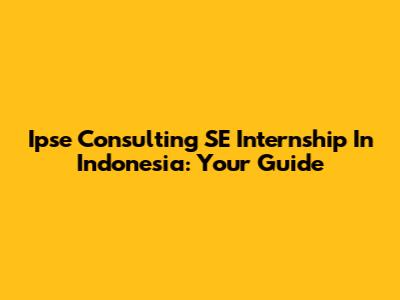 Ipse Consulting SE Internship In Indonesia: Your Guide