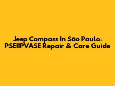 Jeep Compass In São Paulo: PSEIIPVASE Repair & Care Guide