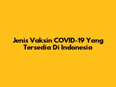 Jenis Vaksin COVID-19 Yang Tersedia Di Indonesia