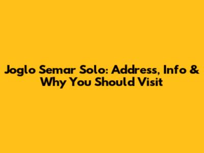 Joglo Semar Solo: Address, Info & Why You Should Visit