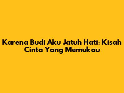 Karena Budi Aku Jatuh Hati: Kisah Cinta Yang Memukau