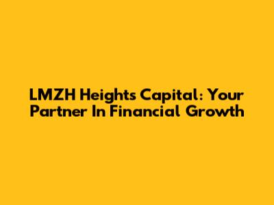 LMZH Heights Capital: Your Partner In Financial Growth