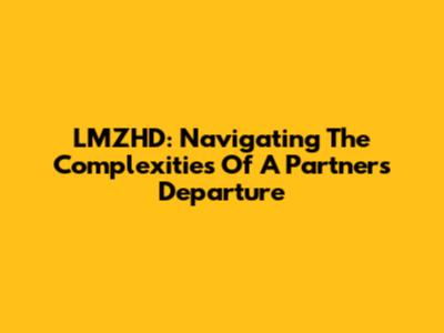LMZHD: Navigating The Complexities Of A Partner's Departure