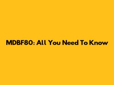 MDBF80: All You Need To Know