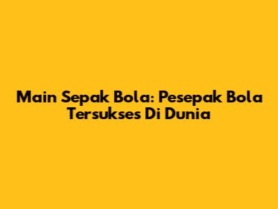 Main Sepak Bola: Pesepak Bola Tersukses Di Dunia