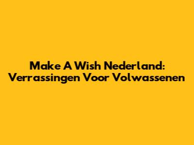 Make A Wish Nederland: Verrassingen Voor Volwassenen
