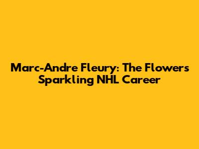 Marc-Andre Fleury: The Flower's Sparkling NHL Career
