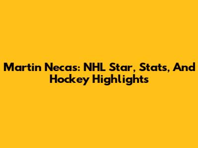 Martin Necas: NHL Star, Stats, And Hockey Highlights